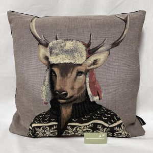 Gobelin Kussen Hert Winter,taupe