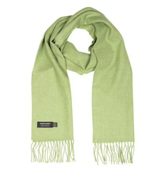 John Hanly Merino Wool Scarf 125, avocado green - Image 2