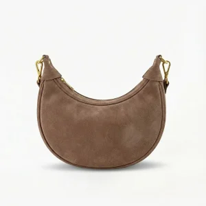 Taupe Suede Half Ronde Leren - Tas