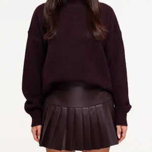 Aubergine PU Leren Plooien - Rok