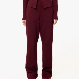 Aubergine Ribbel Lange Lounge - Broek