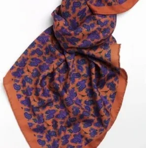 Laksen Montmartre Scarf, burnt orange/dark navy/purple