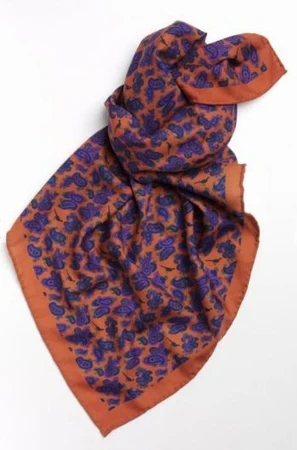 Laksen Montmartre Scarf, burnt orange/dark navy/purple