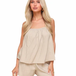Beige Linnen Open Rug Halter - Set