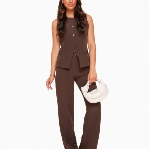 Bruine Hoge Knopen Gilet - Set
