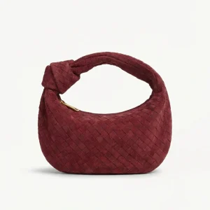 Burgundy Suede Middel Gevlochten - Tas