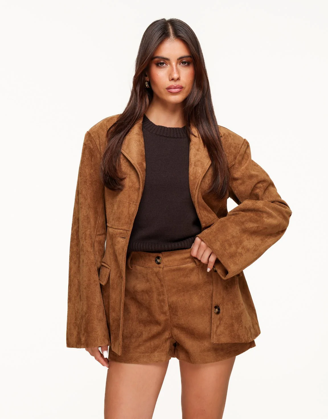 Camel Suede Short - Set - Image 2