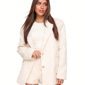 Creme Gedetailleerde Oversized - Blazer