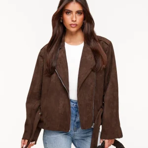 Donkerbruine Suede Biker - Jas