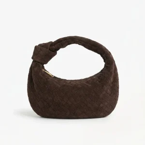 Donkerbruine Suede Middel Gevlochten - Tas