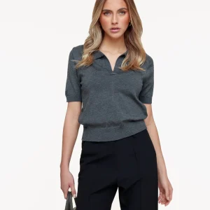 Donkergrijze Gebreide SS Polo - Top