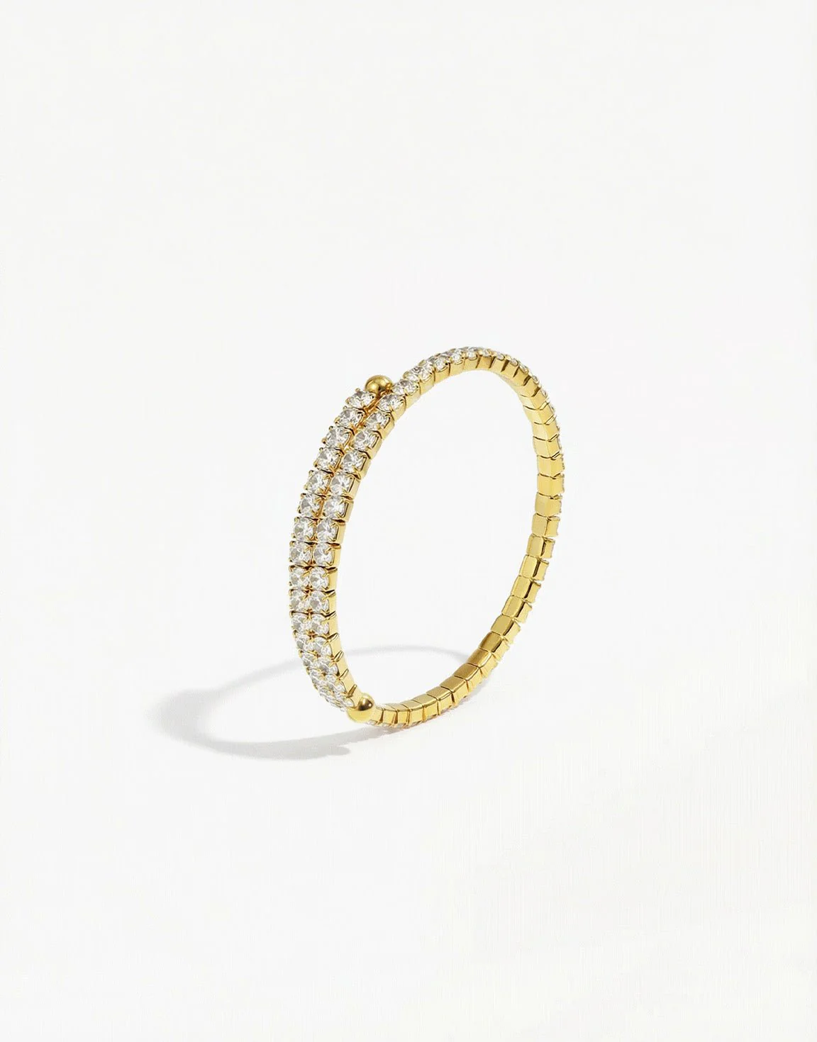 Gouden Zirkonia Stenen Bangle - Armband