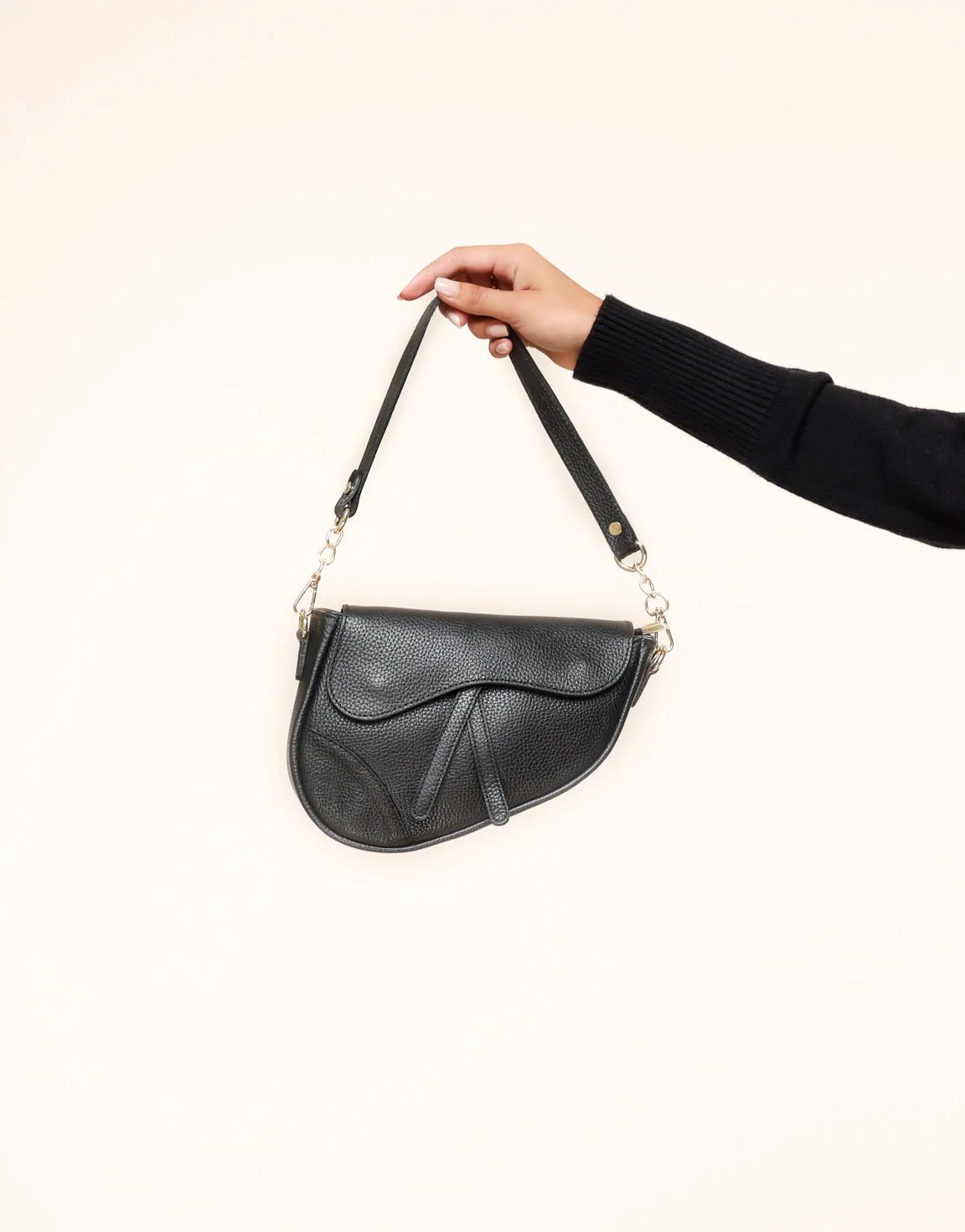 Zwarte Leren Saddle - Tas